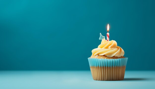 Birthday celebration with a delicious homemade cupcake generated by ai