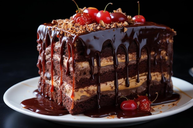 チョコレート バースデーケーキ 背景料理