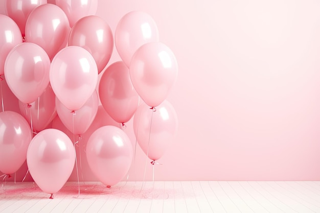 a birthday concept light pink balloon full background Copy space