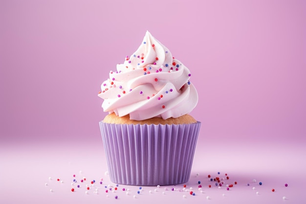 Photo birthday cupcake ai generated