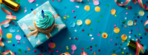 birthday cupcake candy confetti Selective focus