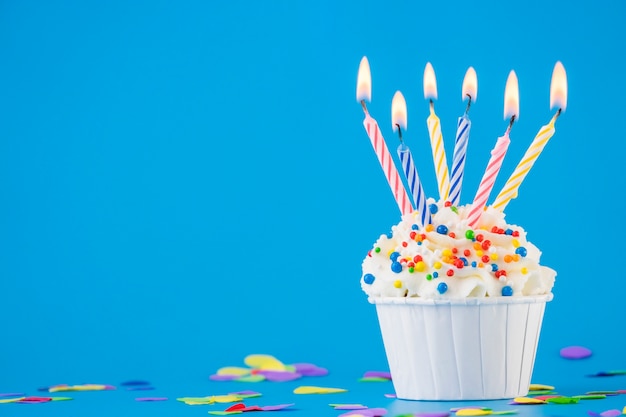 Birthday cupcake with candle