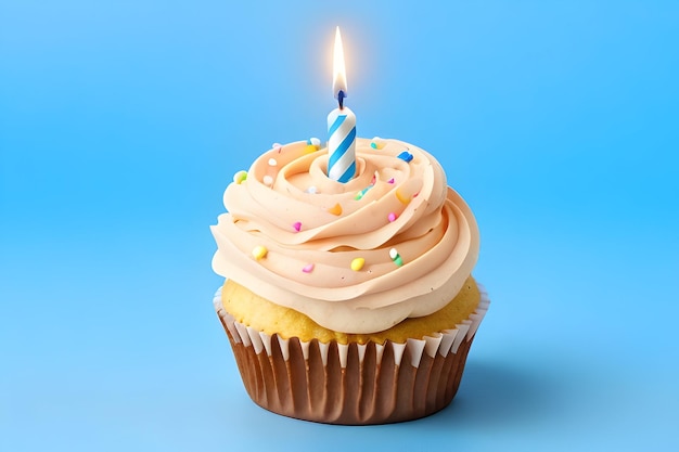 a birthday cupcake with candle