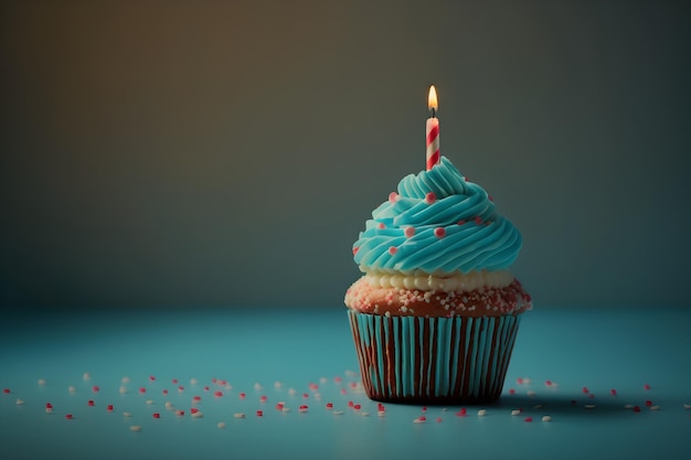 Birthday cupcake with candle