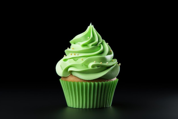 Birthday cupcake with green color and empty space beside it