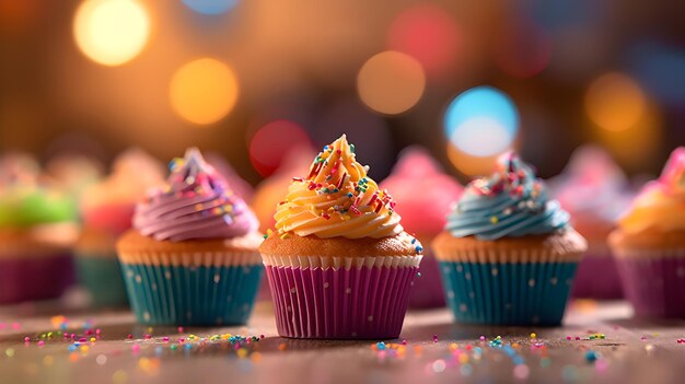 Birthday cupcakes with different color and flavor