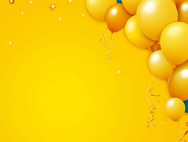 Birthday decoration with balloon on yellow background