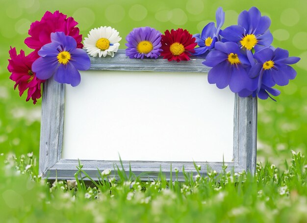 birthday flowers beside frame white