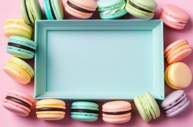 Birthday frame card with cake macarons