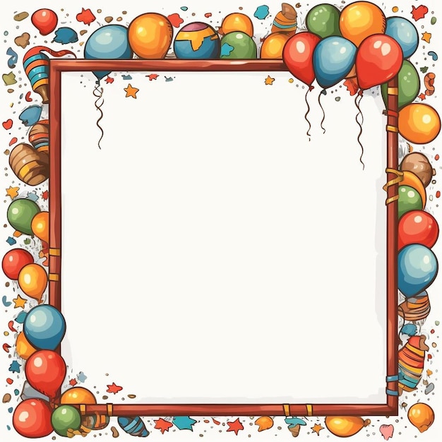 Photo a birthday frame with balloons and confetti