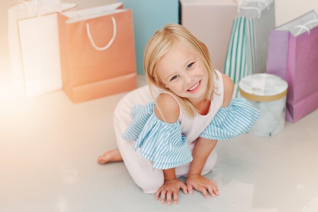 Premium Photo Birthday gift or present with girl child portrait