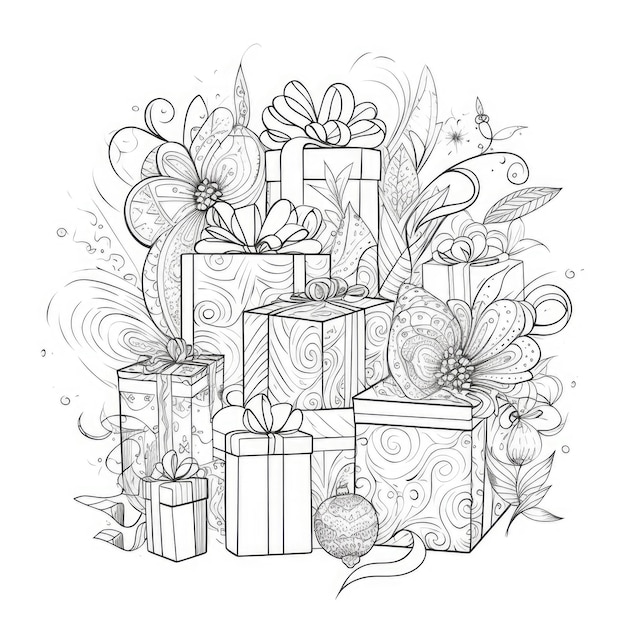 Birthday Gift Vector Outline