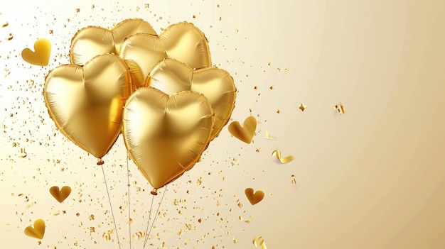 Birthday golden balloons background design Happy birthday golden balloon and confetti decoration element for birth day celebration greeting card design