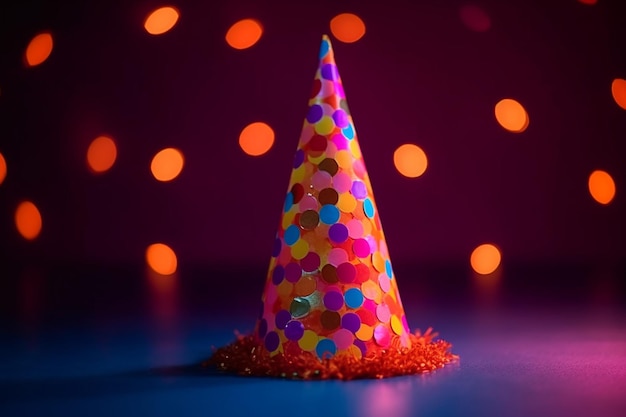 Birthday hat on bokeh background