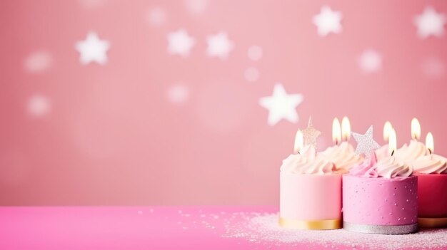 写真 誕生日の背景のケーキ とコピースペース