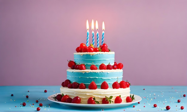 Birthday joy Celebratory cake with candles