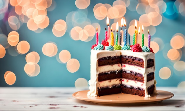 Birthday joy Celebratory cake with candles
