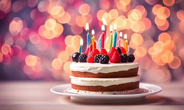 Birthday joy Celebratory cake with candles