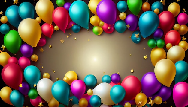 Birthday Party Background with Balloons AI Generative