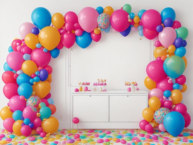 Birthday Party Background with Balloons generated by AI