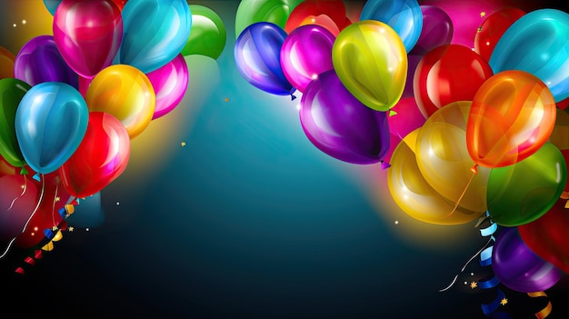 Birthday Party Background with Balloons Illustration AI GenerativexA