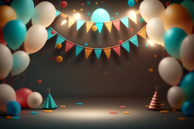 Birthday Party Balloon Background Illustration AI GenerativexA