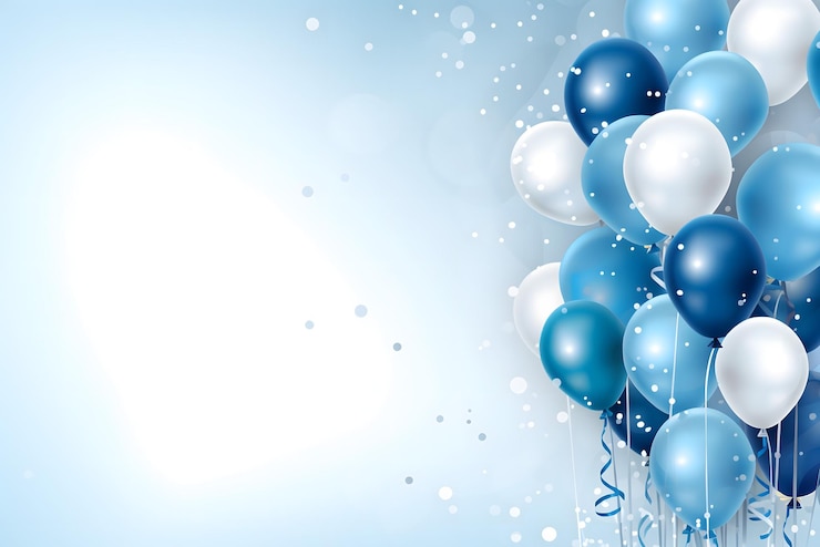 Photo birthday party balloons colourful balloons background and birthday cake with candles