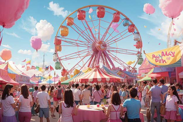 A birthday party at a carnival with a ferris wheel