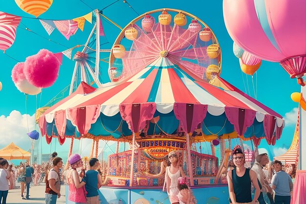 A birthday party at a carnival with a ferris wheel