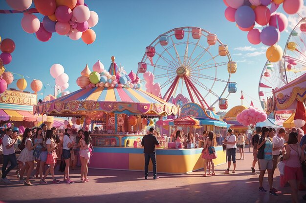 A birthday party at a carnival with a ferris wheel