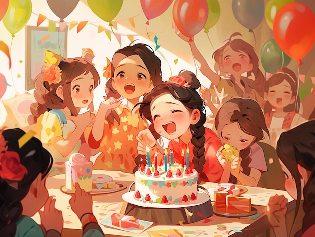 Photo birthday party celebration togetherness illustration