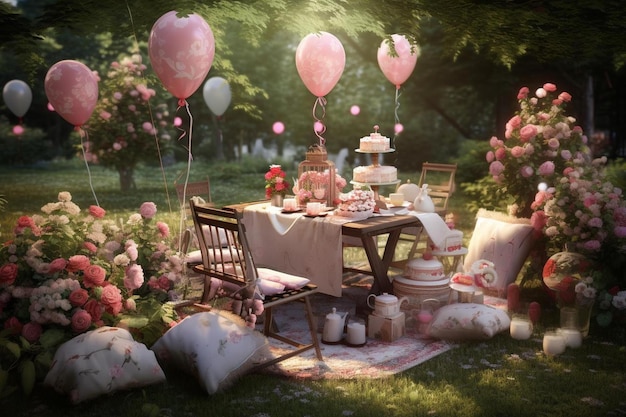 a birthday party in the garden