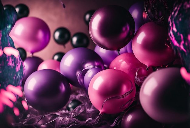 Birthday Party Holiday Balloon Background Illustration Generative AI