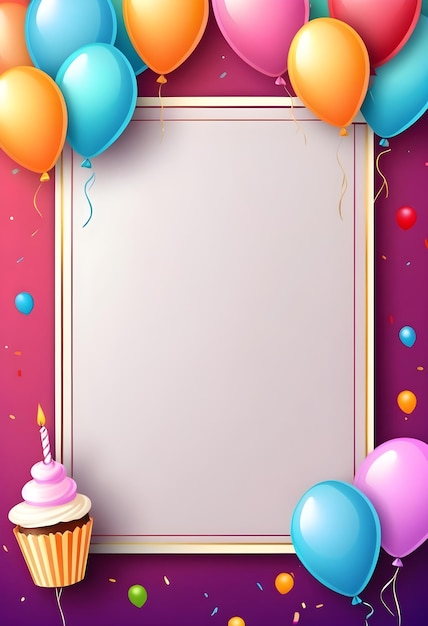 Photo birthday party invitation card background with empty without text copy space