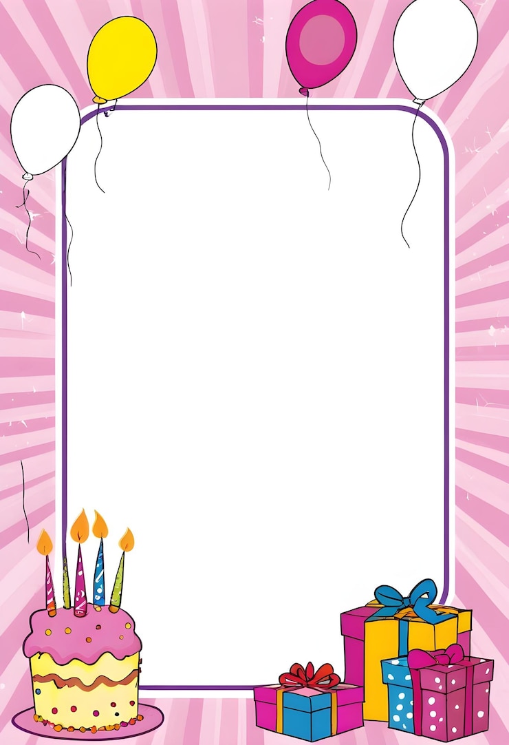 Photo birthday party invitation card frame vertical background empty blank copy space for text