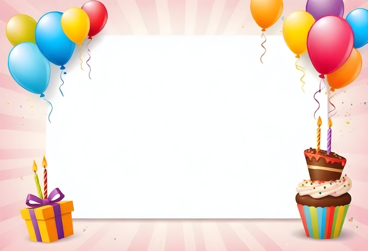 Photo birthday party invitation card frame vertical background empty copy space for text