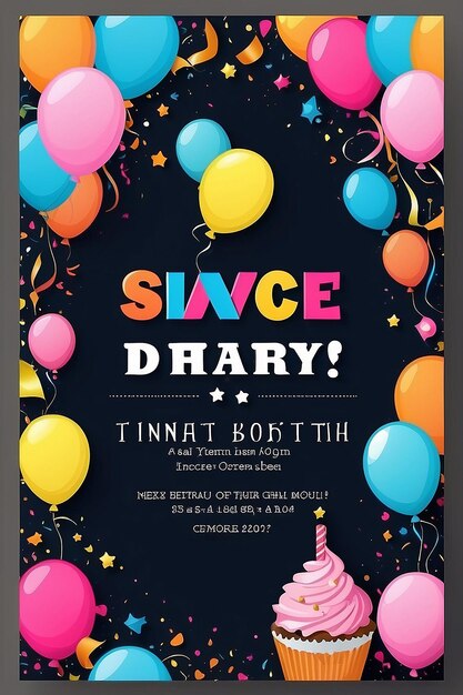 Birthday party invitations card with empty space for text