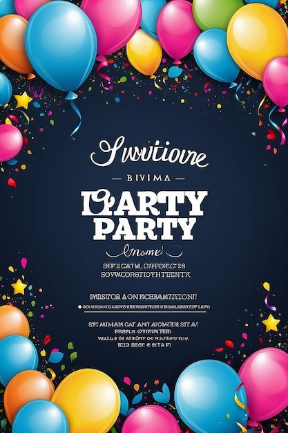 Photo birthday party invitations card with empty space for text