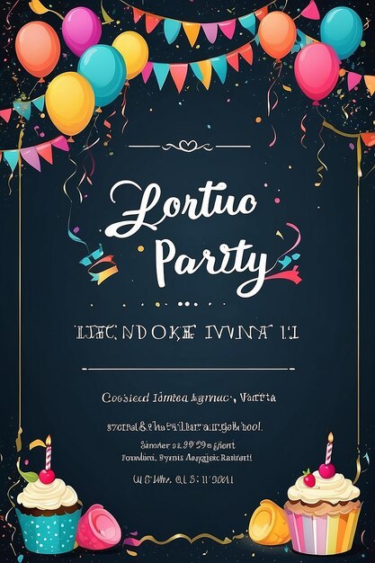 Birthday party invitations card with empty space for text