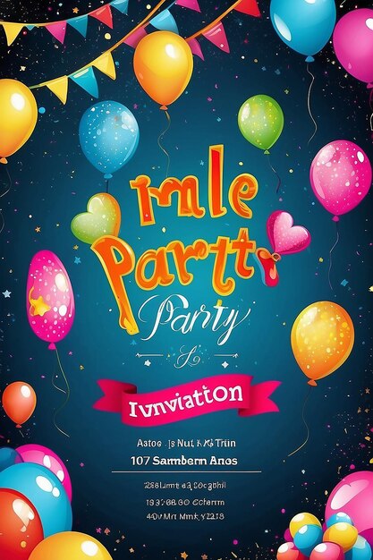 Birthday party invitations card with empty space for text