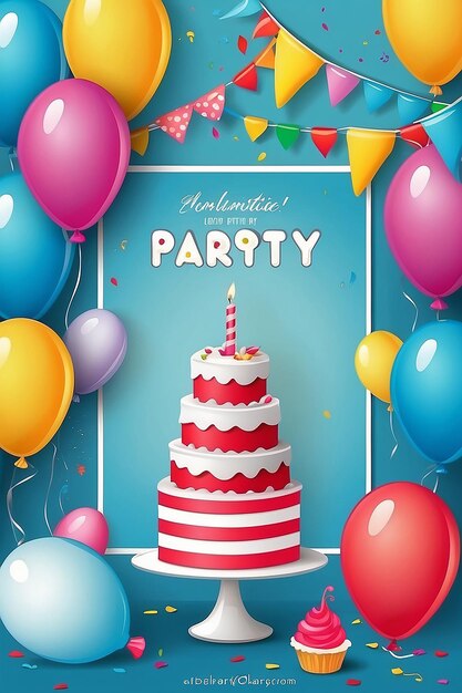 Birthday party invitations card with empty space for text