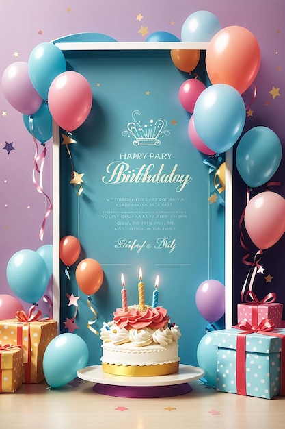 Birthday party invitations card with empty space for text