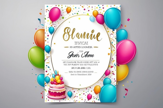 Photo birthday party invitations card with empty space for text