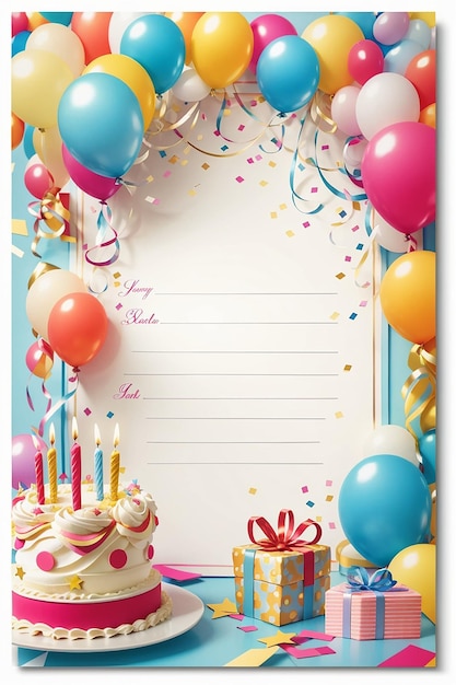 Birthday party invitations card with empty space for text