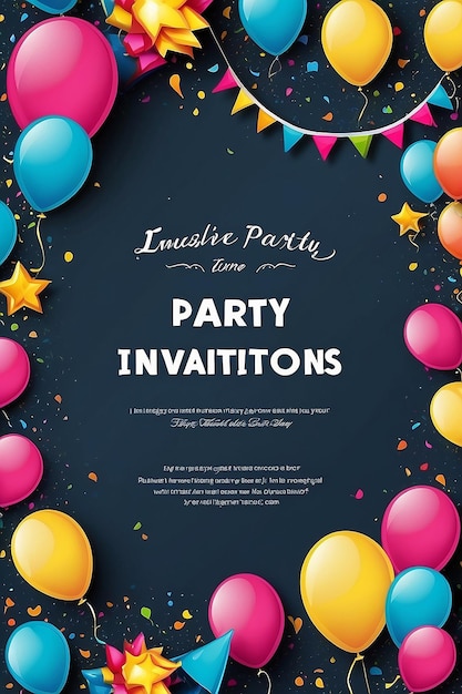 Photo birthday party invitations card with empty space for text