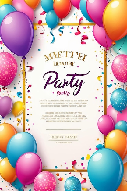 Birthday party invitations card with empty space for text