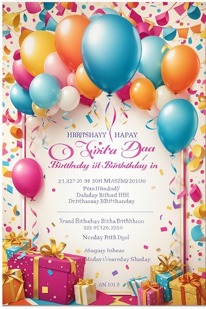 Birthday party invitations card with empty space for text