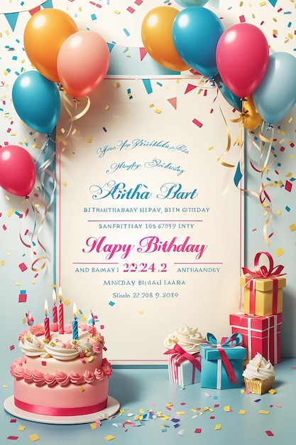 Birthday party invitations card with empty space for text