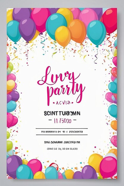 Photo birthday party invitations card with empty space for text