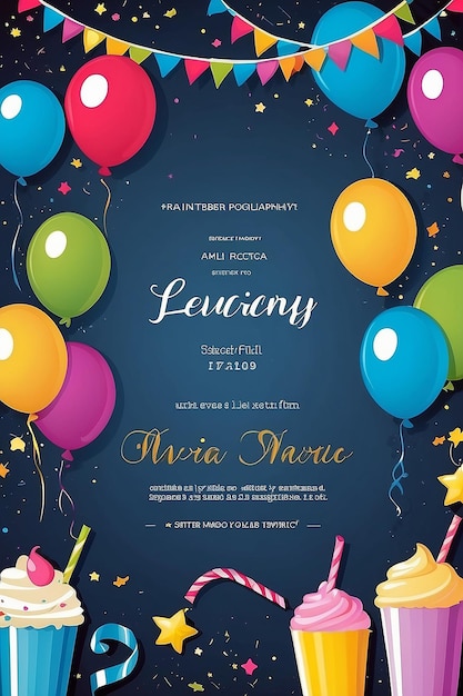 Birthday party invitations card with empty space for text